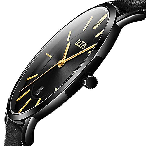Top Amazon Watches,Mens Thin Watches,Simple Leather Watch Men Wrist Watch Rose Gold Casual Watches for Men,Analog Quartz Business Watch with Date