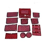 Kuber Industries Jewellery Kit with 12 Pouches (Maroon Satin)