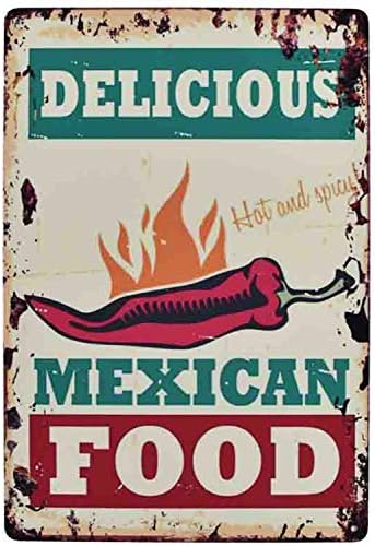 Flytime Delicious Mexican Food Vintage Retro Metal Tin Sign for Kitchen Cafe Diner Restaurant Wall Decor 8X12Inch