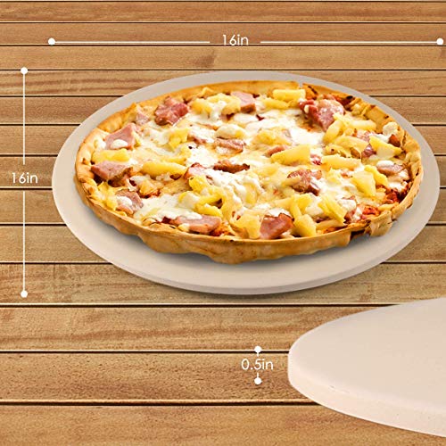 Pizza Stone, Cakie Thermarite Engineered Tuff Cordierite Durable, Certified Safe for Ovens & Grills 16 Round 5/8 Thick for Best Crispy Crust Pizza