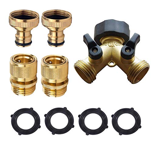 Garden Hose Quick Connect Fittings, 3/4 Inch GHT Solid Brass, Garden