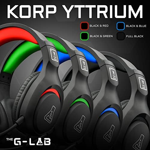 The g-lab - korp yttrium - fones de ouvido para jogos para pc, ps4, ps5, xbox, switch, fones de ouvido para jogos com microfone dobrável, fones de ouvido estéreo para jogadores com microfone - microfone com entrada de 3,5 mm