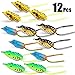 Sougayilang Hollow Frog Fishing Lures Soft Topwater Baits for Bass Snakehead Saltwater Freshwater Fishing (LeiWa-12Pcs)