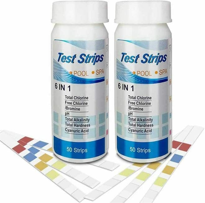 Deep Blue - 6-Way Test Strips 50 Strips Chlorine PH TA Calcium Cyanuric Bromine Professional
