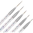 Etercycle 5Pcs Nail Art Liner Brushes, Nail Gel Polish Painting Brush Set, Thin Nail Art Dotting Drawing Pen (7/9/11/15/20mm)