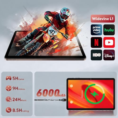 Android 15 Tablet, 10 Inch Tablet with 24GB RAM 128GB ROM, Octa-Core T7250 Processor, 1280x800 HD IPS, Widevine L1, GPS, Keyboard Mouse Stylus Included, 2-Year Warranty (Gray)