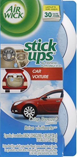 AirWick Stick-Ups Car Air Freshener, Crisp Breeze Fragrance, 2 Count, (Pack of 6)