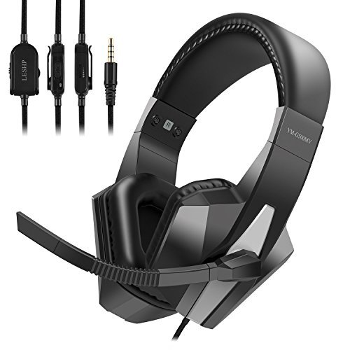 Adjustable Gaming Headset Headphone Earphone, 3.5mm Stereo Jack with Mic Monitor and Volume Controller, Professional Over Ear Playstation 4 Games and PC Games Headphone for Xbox 1 X, Windows PC, Mac