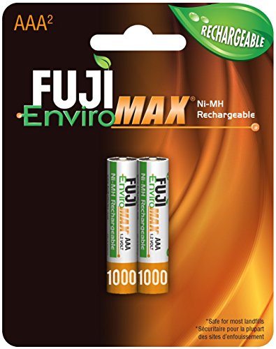 Fuji Enviromax Nickel Metal Hydride AAA Lot de 2 Piles Rechargeables écologique. Emballage Peuvent Varier.