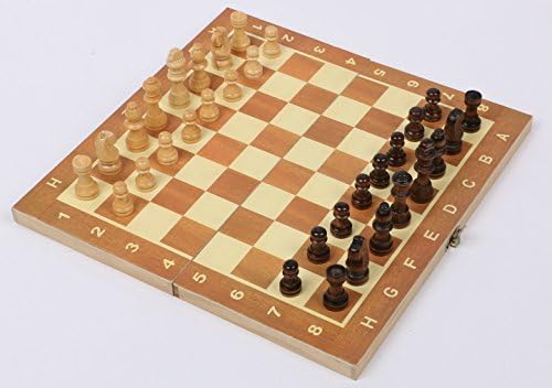 15 Inch Wooden Chess Set Board Game Family with Folding Board Interior for Storage and Fine Wood Classic Handmade Standard Chess pieces Hand Carved Gift Kids Toy by GZNIGHT