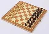 15 Inch Wooden Chess Set Board Game Family with Folding Board Interior for Storage and Fine Wood Classic Handmade Standard Chess pieces Hand Carved Gift Kids Toy by GZNIGHT