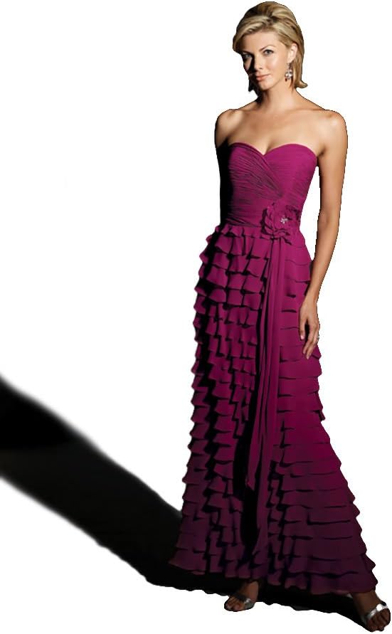 Mother of the Bride Dress Petite Strapless Chiffon 111671 (Plum, Size 8P)