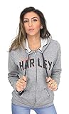 Barnett Harley-Davidson Harley-Davidson Womens Loud Wing Mock Twist Fleece Full Zip Grey Hoodie (Large)