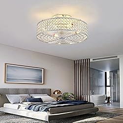 HUEOCZW Ceiling Fan with Light, 20 Inch Crystal