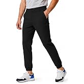 GINGTTO Mens Golf Pants Joggers Slim Fit Tapered Stretch Black 28in Inseam | Lightweight, 4 way Stretch, Athletic fit, Stretch waist, Zipper pockets, Versatile for golf, dress and casual occasions.