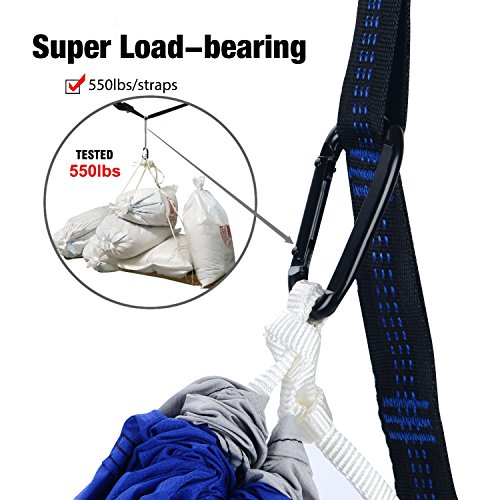 Kamileo Double Camping Hammock, Lightweight Nylon Portable Hammock with Sleep Mask and Tree Straps, for Camping Backpacking Outdoor Beach Yard (Blue)