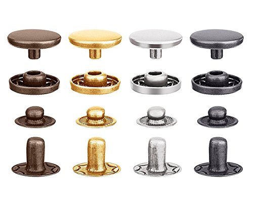 R REIFENG 80 Sets/Pack Metal Press Studs Sewing Button Snap Fasteners Snaps Button Leather Craft Clothes Bags Fixing Tools,12.5 mm in Diameter