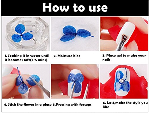 Wehous 2 Packs Nail Art Dry True Flower Nail Stickers Decoration 3D Kit - Thumbnail 2