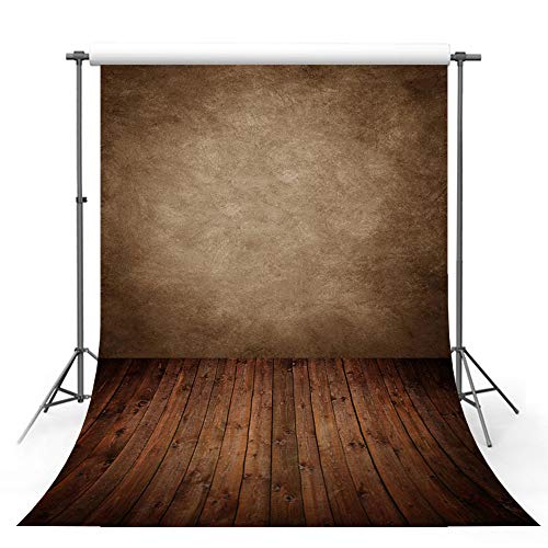 MEHOFOTO 5x7ft Photography Backdrop Concrete Dark Brown Wall Wood Floor Backdrop for Children Studio Props Photo Backgrounds