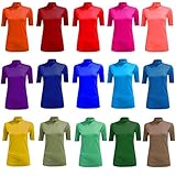 R KON WOMEN POLO TURTLE NECK SHORT SLEEVE LADIES T SHIRT TOP