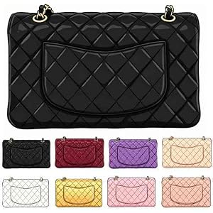 Women's Quilted Caviar Leather Crossbody Bag, Black, Gold-Tone Chain Shoulder Handbag Luxury Designer Bag