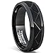 Duke Collections Black Tungsten Ring Brushed Zigzag Groove Wedding Bands 8mm Comfort Fit