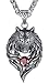 Aoiy Men's Stainless Steel Tribal Wolf Biker Pendant Necklace, Red, 24