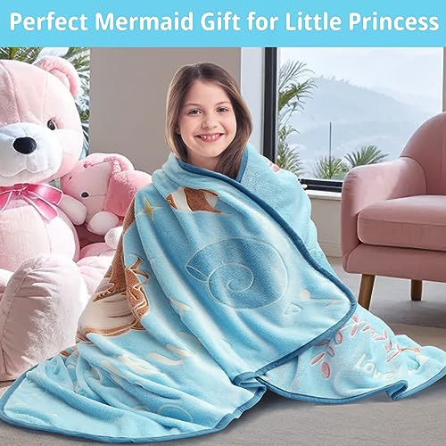 Ikowo Glow in The Dark Mermaid Throw Blanket for