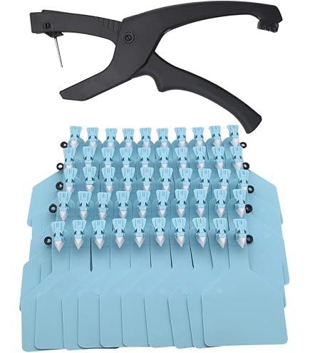 Z-Type 1-Piece Ear Tag Applicator For Livestock - Flip-Out Pin, Deep Jaw, Includes Spare Pin For Cattle, Sheep, Goats