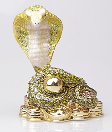 znewlook Zodiac Snake Trinket Box Czech Crystal Cobra Snake Trinket Box (Green)