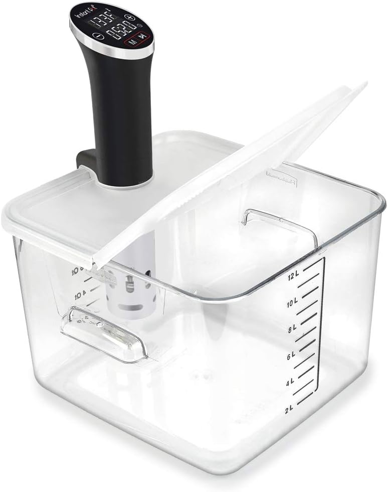 Everie Collapsible Hinge Lid Compatible with Instant Pot Sous Vide Cooker and Rubbermaid 12 18 22 Qt Sous Vide Container
