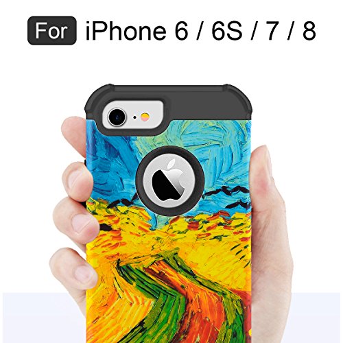 MAXCURY Vincent Willem Van Gogh Painting Series Three Layer Heavy Duty Protective Cover Case for iPhone 6/6s/7/8 Regular Size in 4.7 Inch (Wheat Field with Crows - Black, iPhone 6/6s/7/8) - Thumbnail 6