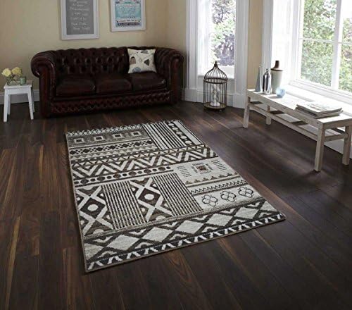 Chicago Modern Traditional Area Rugs Small X Large 5mm Thick Carpet (120x170cm (4'x5'6"), Chicago Beige)