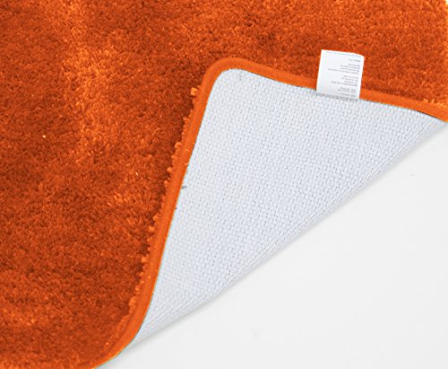 Mary 3 Piece Bathroom Rug Set, Luxury Soft Plush Shaggy Thick Fluffy Microfiber Bath Mat, Countour Rug, Toilet Seat Lid Cover, Non-Slip Rubber Back, Floor Mats Water Absorbent (Orange)