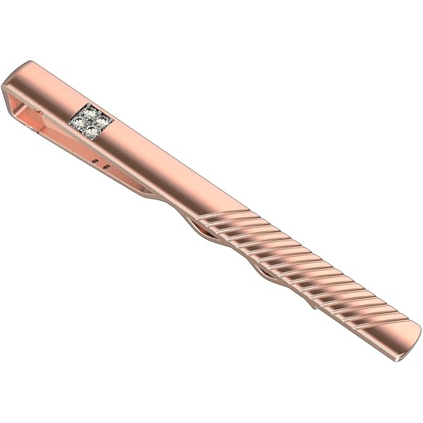 10K White Gold Tie Pin With 1/10 Carat Diamonds - Three Stone Men's Dress Clip