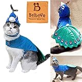 Bro'Bear Pet Peacock Costume with Hat for Small Dogs & Cats Blue