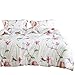 Wake In Cloud - Floral Duvet Cover Set, 100% Cotton Bedding, Botanical Flowers and Birds Pattern Printed, with Zipper Closure (3pcs, Twin Size).