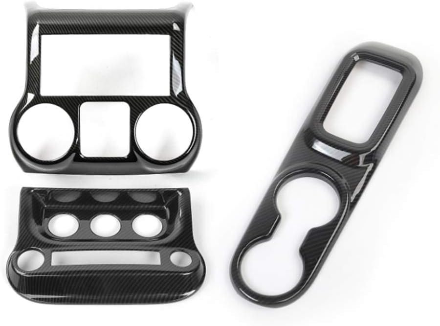 Super11Six Car Interior Carbon Fiber Sticker Fit for Jeep Wrangler JK 2011-2017, ABS Center Control Panel Air Conditioning Switch Gear Shift Panel Water Cup Holder Decoration