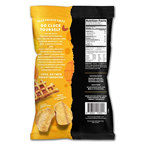 Chicken and Waffles Chicken Chips by Wilde Chips, Made with Real Chicken, 2.25oz Bag (3 Count)