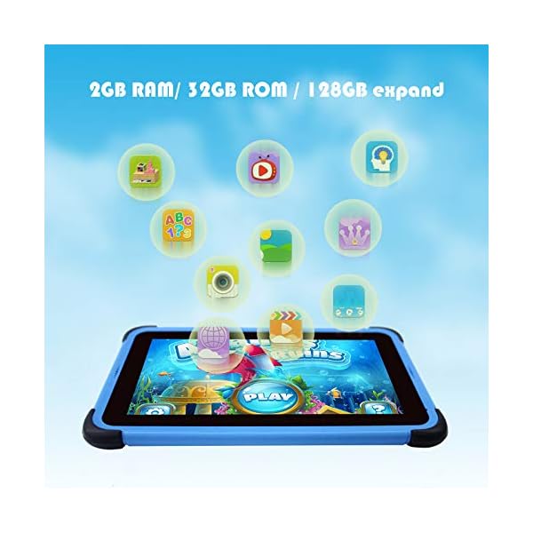Kids Tablet 7 inch Android 11 Tablets for Kids, 32GB ROM IPS HD Display Toddler Tablet with WiFi Dual Camera Childrens…