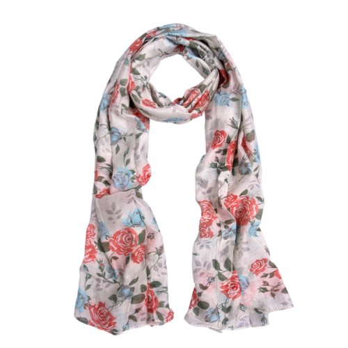 Elegant Roses Print Floral Scarf, Pink