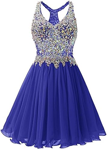 VogueDress Women's Mini Halter Princess Homecoming Dresses Beaded Bodice Size 0 US Dark Royal Blue