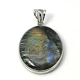 PEPPERLONELY Natural Oval Labradorite Pendant