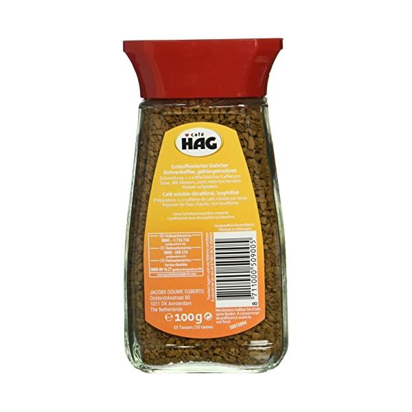 Cafe HAG klassisch mild Glas, entkoffeinierter löslicher Bohnenkaffee, 100g – Bild 3