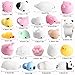 Outee 25 Pcs Mochi Squishies Animals Mini Kawaii Animal Toys Stress Relief Cat Squishies Mochi Squeeze Mini Seal Rabbit Chicken Duckling Elephant Sheep Cat, Random Color