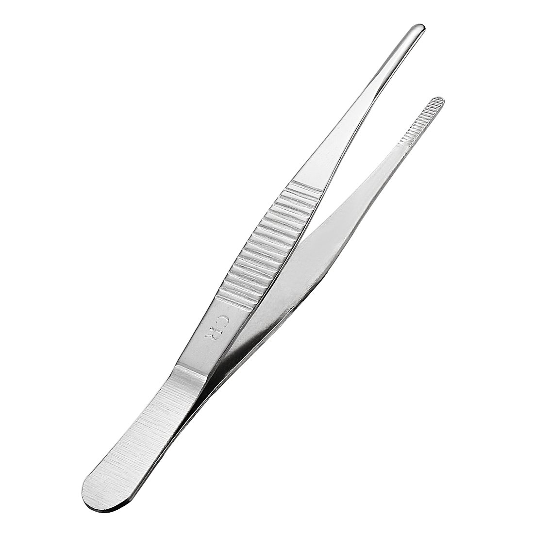 Sourcingmap 1 Pcs 5-Inch Stainless Steel Straight Blunt Tweezers with Serrated Tip