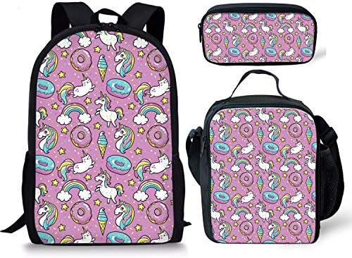 Unicorn School Backpack Set Teens Backpack for School Boys Girls School Bookbag Set Travel Daypack (Unicorn Set 23)