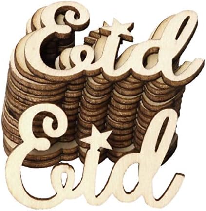 Yeptop Wooden Craft Eid Mubarak Festival Decoration Home Ornament Props Natural Wood Art Crafts Letter 3D DIY Party Decor Vintage Classic Craft Gifts