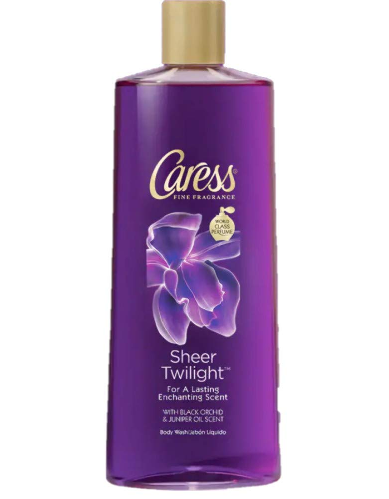 Caress Body Wash, Sheer Twilight Black Orchid & Juniper Oil Scent 18 oz (Pack of 4)