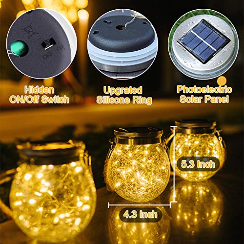 Hanging Solar Lights Outdoor Hanging Solar Lanterns Solar Lamp 2 pcs 30LED Bright Waterproof Crack Glass Decorative Outdoor Warm White Table Decor Fairy Lights for Patio Wedding Christmas Party
